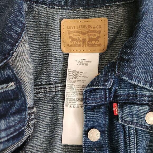 Levi's Youth Denim Jacket Kids Size M 10-12 SZ Blue Trucker Casual Button-Up - Picture 8 of 10